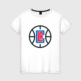 Женская футболка хлопок с принтом Los Angeles Clippers в Екатеринбурге, 100% хлопок | прямой крой, круглый вырез горловины, длина до линии бедер, слегка спущенное плечо | Тематика изображения на принте: angeles | clippers | los | nba | анджелес | баскетбол | клипперс | лос | нба