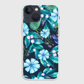 Чехол для iPhone 13 mini с принтом Васильки в Екатеринбурге,  |  | art | beautiful | blue | floral | flower | flowers | nature | plant | retro | romantic | spring | vintage | watercolor | василек | весна | прекрасное | природа | растение | синий | цветок