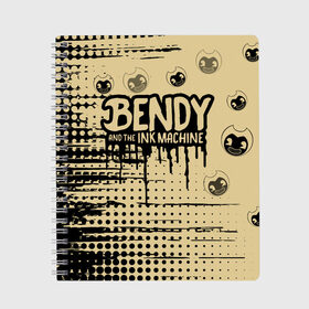 Тетрадь с принтом BENDY AND THE INK MACHINE. в Екатеринбурге, 100% бумага | 48 листов, плотность листов — 60 г/м2, плотность картонной обложки — 250 г/м2. Листы скреплены сбоку удобной пружинной спиралью. Уголки страниц и обложки скругленные. Цвет линий — светло-серый
 | bendy | bendy and the ink machine | бенди | бенди и чернильная машина | большие чудеса | взлёты и падения | движущиеся картинки | последняя бобина | старая песня