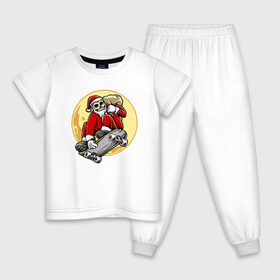 Детская пижама хлопок с принтом Санта Скейтер в Екатеринбурге, 100% хлопок |  брюки и футболка прямого кроя, без карманов, на брюках мягкая резинка на поясе и по низу штанин
 | Тематика изображения на принте: 