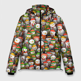 Мужская зимняя куртка 3D с принтом Толпа снеговиков в Екатеринбурге, верх — 100% полиэстер; подкладка — 100% полиэстер; утеплитель — 100% полиэстер | длина ниже бедра, свободный силуэт Оверсайз. Есть воротник-стойка, отстегивающийся капюшон и ветрозащитная планка. 

Боковые карманы с листочкой на кнопках и внутренний карман на молнии. | 