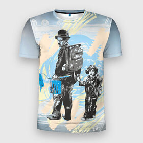 Мужская футболка 3D спортивная с принтом Чарли в Екатеринбурге, 100% полиэстер с улучшенными характеристиками | приталенный силуэт, круглая горловина, широкие плечи, сужается к линии бедра | art | арт | графика | колор | чарли чаплин