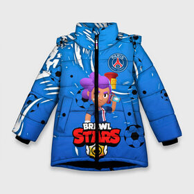 Зимняя куртка для девочек 3D с принтом BRAWL STARS SHELLY PSG в Екатеринбурге, ткань верха — 100% полиэстер; подклад — 100% полиэстер, утеплитель — 100% полиэстер. | длина ниже бедра, удлиненная спинка, воротник стойка и отстегивающийся капюшон. Есть боковые карманы с листочкой на кнопках, утяжки по низу изделия и внутренний карман на молнии. 

Предусмотрены светоотражающий принт на спинке, радужный светоотражающий элемент на пуллере молнии и на резинке для утяжки. | Тематика изображения на принте: 8 bit | amber | brawl stars | crow | gale | leon | max | mecha | mecha crow | mr.p | psg | sally leon | shark | shelly | tara | virus 8 bit | werewolf leon | акула | амбер | берли | бравл старс | ворон | макс | оборотень | псж | шелли
