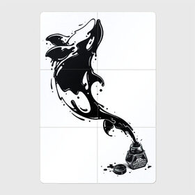 Магнитный плакат 2Х3 с принтом Чернильная касатка в Екатеринбурге, Полимерный материал с магнитным слоем | 6 деталей размером 9*9 см | арт | белый | капли | капля | касатка | рисунок | чернила | чернильный рисунок | чёрный