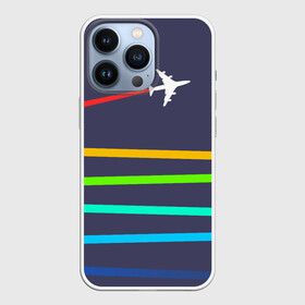 Чехол для iPhone 13 Pro с принтом В небо в Екатеринбурге,  |  | абстракция | авиация | неон | полосы | самолет