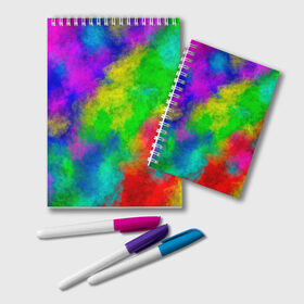 Блокнот с принтом Multicolored в Екатеринбурге, 100% бумага | 48 листов, плотность листов — 60 г/м2, плотность картонной обложки — 250 г/м2. Листы скреплены удобной пружинной спиралью. Цвет линий — светло-серый
 | abstract | colorful | holi | neon | pattern | rainbow | texture | абстракция | граффити | дым | искусство | кислота | кислотный | краска | красочный | микс | неоновый | облака | радуга | радужный | текстура | туман | узор | холи