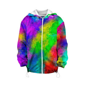 Детская куртка 3D с принтом Multicolored в Екатеринбурге, 100% полиэстер | застежка — молния, подол и капюшон оформлены резинкой с фиксаторами, по бокам — два кармана без застежек, один потайной карман на груди, плотность верхнего слоя — 90 г/м2; плотность флисового подклада — 260 г/м2 | abstract | colorful | holi | neon | pattern | rainbow | texture | абстракция | граффити | дым | искусство | кислота | кислотный | краска | красочный | микс | неоновый | облака | радуга | радужный | текстура | туман | узор | холи