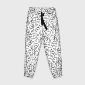 Детские брюки 3D с принтом Геометрический узор в Екатеринбурге, 100% полиэстер | манжеты по низу, эластичный пояс регулируется шнурком, по бокам два кармана без застежек, внутренняя часть кармана из мелкой сетки | lines | parallel | rhombus | square | квадрат | линии | параллели | ромб