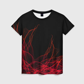 Женская футболка 3D с принтом Fiber в Екатеринбурге, 100% полиэфир ( синтетическое хлопкоподобное полотно) | прямой крой, круглый вырез горловины, длина до линии бедер | abstraction | art | background | fiber | thread | абстракция | арт | волокно | нить | фон