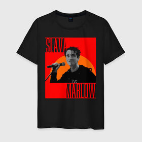 Мужская футболка хлопок с принтом SLAVA MARLOW в Екатеринбурге, 100% хлопок | прямой крой, круглый вырез горловины, длина до линии бедер, слегка спущенное плечо. | slava marlow | артемготлиб | моргенштерн | рэп