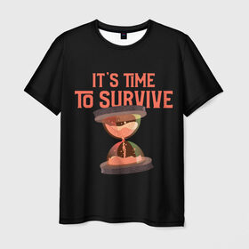 Мужская футболка 3D с принтом Время выживать в Екатеринбурге, 100% полиэфир | прямой крой, круглый вырез горловины, длина до линии бедер | Тематика изображения на принте: covid | survive | time | апокалипсис | вирус | выживание | выжить | ковид | коронавирус | песочные часы | постапокалипсис