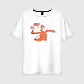 Женская футболка хлопок Oversize с принтом COVID-19(дракон) в Екатеринбурге, 100% хлопок | свободный крой, круглый ворот, спущенный рукав, длина до линии бедер
 | covid 19 | вирус | дракон | злой | из китая | инфекции | коронавирусной | пандемия