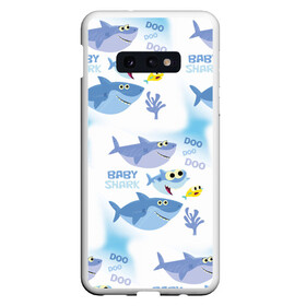 Чехол для Samsung S10E с принтом Baby Shark в Екатеринбурге, Силикон | Область печати: задняя сторона чехла, без боковых панелей | baby shark | акул | детская | песенка | семью | танцевальный | флешмоб