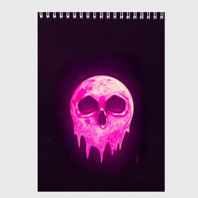 Скетчбук с принтом Розовая Луна в Екатеринбурге, 100% бумага
 | 48 листов, плотность листов — 100 г/м2, плотность картонной обложки — 250 г/м2. Листы скреплены сверху удобной пружинной спиралью | dark | moon | pink | skull | абстракция | луна | розовый | сюрреализм | темный | череп | черный