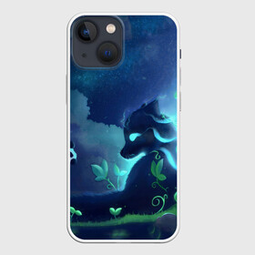 Чехол для iPhone 13 mini с принтом Панда и лиса в Екатеринбурге,  |  | 2021 | гирлянда | звезды | лес | лиса | лиса и лес | лисенок | лисичка | лисы | небо | новый год | ночное небо | облако | панда | панды | с лесой | с лисенком | с лисичкой | с лисой | с пандой | фауна