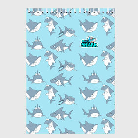 Скетчбук с принтом Baby Shark в Екатеринбурге, 100% бумага
 | 48 листов, плотность листов — 100 г/м2, плотность картонной обложки — 250 г/м2. Листы скреплены сверху удобной пружинной спиралью | baby shark | акул | детская | песенка | семью | танцевальный | флешмоб