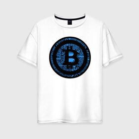Женская футболка хлопок Oversize с принтом Биткоин (bitcoin) в Екатеринбурге, 100% хлопок | свободный крой, круглый ворот, спущенный рукав, длина до линии бедер
 | bitcoin | bitcoin news | bitcoin news today | bitcoin price | bitcoin price prediction | bitcoin trading | btc | btc news | btc price | btc today | crypto | crypto news | cryptocurrency