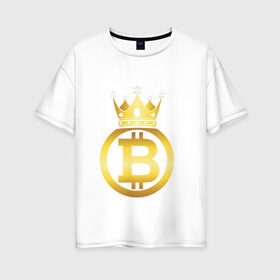 Женская футболка хлопок Oversize с принтом Биткоин (bitcoin) в Екатеринбурге, 100% хлопок | свободный крой, круглый ворот, спущенный рукав, длина до линии бедер
 | bitcoin | bitcoin news | bitcoin news today | bitcoin price | bitcoin price prediction | bitcoin trading | btc | btc news | btc price | btc today | crypto | crypto news | cryptocurrency