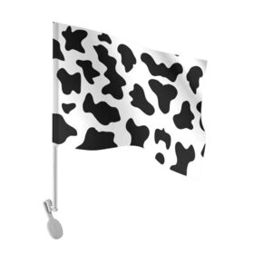 Флаг для автомобиля с принтом Му-му в Екатеринбурге, 100% полиэстер | Размер: 30*21 см | абстракция | бык | кожа коровы | корова | му му | пятна | черно белое | черно белые пятна