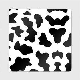 Магнит виниловый Квадрат с принтом Му-му в Екатеринбурге, полимерный материал с магнитным слоем | размер 9*9 см, закругленные углы | абстракция | бык | кожа коровы | корова | му му | пятна | черно белое | черно белые пятна