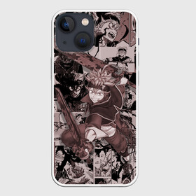 Чехол для iPhone 13 mini с принтом ASTA manga monochrome pages в Екатеринбурге,  |  | asta | black clover | акума | аста | демон | пятилистник | черный клевер