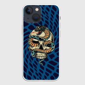 Чехол для iPhone 13 mini с принтом SnakeSkull Змея и череп в Екатеринбурге,  |  | fangs | jaw | orbits | skull | snake | sting | teeth | глазницы | жало | змея | зубы | клыки | пасть | череп