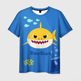 Мужская футболка 3D с принтом Baby shark в Екатеринбурге, 100% полиэфир | прямой крой, круглый вырез горловины, длина до линии бедер | Тематика изображения на принте: 