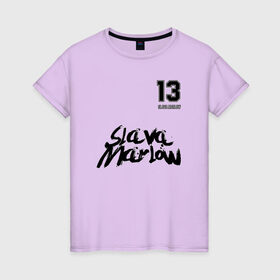 Женская футболка хлопок с принтом Slava Marlow в Екатеринбурге, 100% хлопок | прямой крой, круглый вырез горловины, длина до линии бедер, слегка спущенное плечо | 