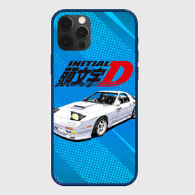 Чехол для iPhone 12 Pro с принтом Initial D машина на голубом фоне в Екатеринбурге, силикон | область печати: задняя сторона чехла, без боковых панелей | Тематика изображения на принте: initial d | аниме | гонки | инициал ди | король дрифта | уличные гонки | фильм