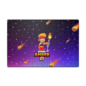 Пазл магнитный 126 элементов с принтом BRAWL STARS AMBER. в Екатеринбурге, полимерный материал с магнитным слоем | 126 деталей, размер изделия —  180*270 мм | 8 bit | amber | brawl stars | colette | crow | gale | leon | max | mecha | mecha crow | mr.p | sally leon | shark | tara | virus 8 bit | werewolf leon | акула | амбер | берли | бравл старс | ворон | коллет | макс | оборотень