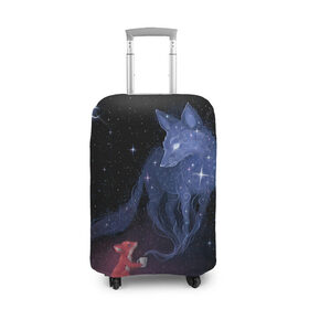 Чехол для чемодана 3D с принтом Лиса и ее дух в Екатеринбурге, 86% полиэфир, 14% спандекс | двустороннее нанесение принта, прорези для ручек и колес | fox | moon | stars | дух | звезды | лес | леса | лиса | лиса и лес | лисичка | лисичка в лесу | лисички в космосе | лисы | луна | небо | ночное небо | с лисами | темнота
