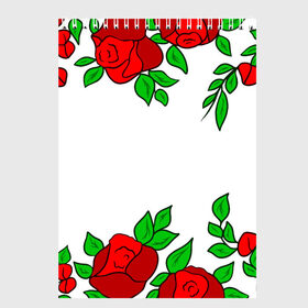 Скетчбук с принтом Scarlet Roses в Екатеринбурге, 100% бумага
 | 48 листов, плотность листов — 100 г/м2, плотность картонной обложки — 250 г/м2. Листы скреплены сверху удобной пружинной спиралью | fashion flowers | fashion girl | love | букет | бутоны | жена | красные цветы | лепестки | летние | лето | листья | лучшая | люблю | мама | подарок | природа | растения | розочка | розы | сюрприз | узор | цветок | цветочки