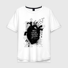 Мужская футболка хлопок Oversize с принтом сердце в Екатеринбурге, 100% хлопок | свободный крой, круглый ворот, “спинка” длиннее передней части | 2020 | абстракция | граффити | стиль | тренд | уличный стиль | урбан