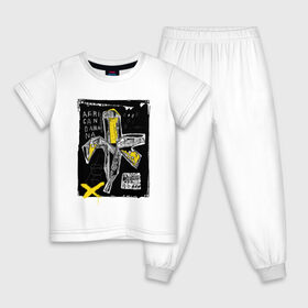 Детская пижама хлопок с принтом African banana в Екатеринбурге, 100% хлопок |  брюки и футболка прямого кроя, без карманов, на брюках мягкая резинка на поясе и по низу штанин
 | Тематика изображения на принте: 2020 | абстракция | граффити | стиль | тренд | уличный стиль | урбан