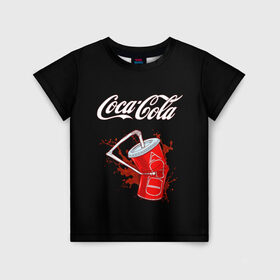Детская футболка 3D с принтом Coca Cola в Екатеринбурге, 100% гипоаллергенный полиэфир | прямой крой, круглый вырез горловины, длина до линии бедер, чуть спущенное плечо, ткань немного тянется | Тематика изображения на принте: coca cola | газировка | кола | лето | лимонад | свежесть | стакан