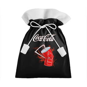 Подарочный 3D мешок с принтом Coca Cola в Екатеринбурге, 100% полиэстер | Размер: 29*39 см | Тематика изображения на принте: coca cola | газировка | кола | лето | лимонад | свежесть | стакан