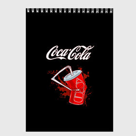 Скетчбук с принтом Coca Cola в Екатеринбурге, 100% бумага
 | 48 листов, плотность листов — 100 г/м2, плотность картонной обложки — 250 г/м2. Листы скреплены сверху удобной пружинной спиралью | coca cola | газировка | кола | лето | лимонад | свежесть | стакан