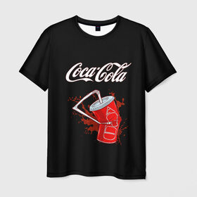 Мужская футболка 3D с принтом Coca Cola в Екатеринбурге, 100% полиэфир | прямой крой, круглый вырез горловины, длина до линии бедер | coca cola | газировка | кола | лето | лимонад | свежесть | стакан