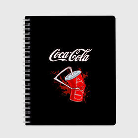 Тетрадь с принтом Coca Cola в Екатеринбурге, 100% бумага | 48 листов, плотность листов — 60 г/м2, плотность картонной обложки — 250 г/м2. Листы скреплены сбоку удобной пружинной спиралью. Уголки страниц и обложки скругленные. Цвет линий — светло-серый
 | coca cola | газировка | кола | лето | лимонад | свежесть | стакан