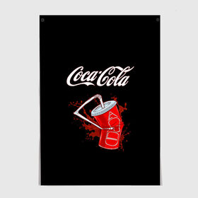 Постер с принтом Coca Cola в Екатеринбурге, 100% бумага
 | бумага, плотность 150 мг. Матовая, но за счет высокого коэффициента гладкости имеет небольшой блеск и дает на свету блики, но в отличии от глянцевой бумаги не покрыта лаком | coca cola | газировка | кола | лето | лимонад | свежесть | стакан