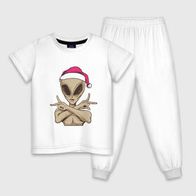 Детская пижама хлопок с принтом Alien Santa в Екатеринбурге, 100% хлопок |  брюки и футболка прямого кроя, без карманов, на брюках мягкая резинка на поясе и по низу штанин
 | 
