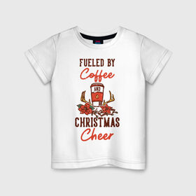 Детская футболка хлопок с принтом Рождественский кофе в Екатеринбурге, 100% хлопок | круглый вырез горловины, полуприлегающий силуэт, длина до линии бедер | 