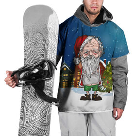 Накидка на куртку 3D с принтом Уставший Санта в Екатеринбурге, 100% полиэстер |  | Тематика изображения на принте: 