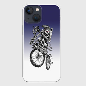 Чехол для iPhone 13 mini с принтом BMX в Екатеринбурге,  |  | bike | bmx | bones | eyes | jaw | skeleton | skull | sport | велосипед | кости | пасть | скелет | спорт | череп