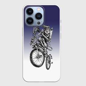 Чехол для iPhone 13 Pro с принтом BMX в Екатеринбурге,  |  | bike | bmx | bones | eyes | jaw | skeleton | skull | sport | велосипед | кости | пасть | скелет | спорт | череп