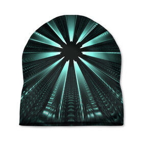 Шапка 3D с принтом фантастический туннель в Екатеринбурге, 100% полиэстер | универсальный размер, печать по всей поверхности изделия | градиент | дыра | иллюзия | корридор | лучи | сквозь | туннель | фантастика | фантастический туннель