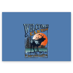 Поздравительная открытка с принтом Аляска в Екатеринбурге, 100% бумага | плотность бумаги 280 г/м2, матовая, на обратной стороне линовка и место для марки
 | аляска | дикая природа | дикие животные. | звери | олени | природа | рога