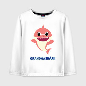 Детский лонгслив хлопок с принтом Baby Shark Grandma в Екатеринбурге, 100% хлопок | круглый вырез горловины, полуприлегающий силуэт, длина до линии бедер | 