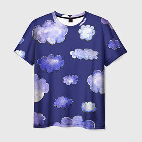 Мужская футболка 3D с принтом ОБЛАКА в Екатеринбурге, 100% полиэфир | прямой крой, круглый вырез горловины, длина до линии бедер | голубое небо | красивые облака | небо | облака | рисованные облака