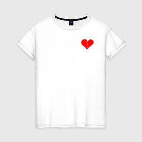 Женская футболка хлопок с принтом Разбитое сердце в Екатеринбурге, 100% хлопок | прямой крой, круглый вырез горловины, длина до линии бедер, слегка спущенное плечо | 